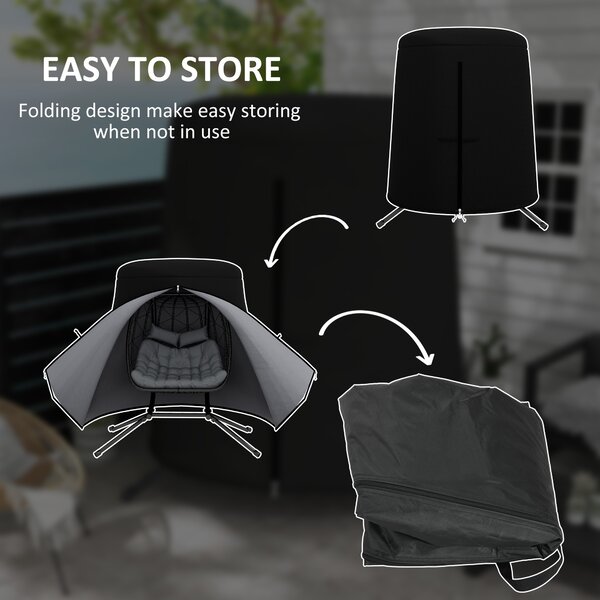 Outsunny Hanging Egg Chair Protective Cover, Waterproof & Dustproof Single Swing Seat Cover with Zipper, 300D Oxford Fabric, Grey Aosom UK