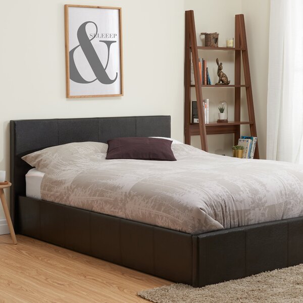 Berlin Ottoman Bed Frame, Faux Leather Dark Brown