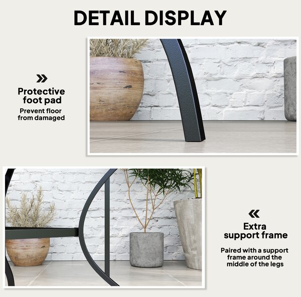 Outsunny Garden Table with Parasol Hole, Outdoor Dining Garden Table for Four, Square Patio Table with Slatted Metal Plate Top, Black