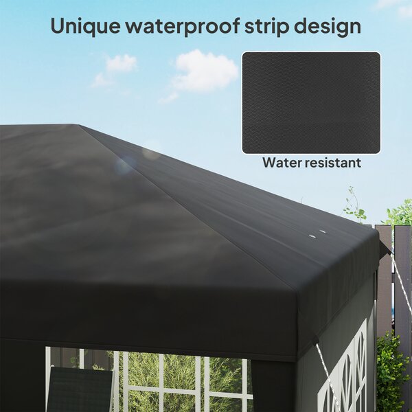 Outsunny 3 x 6m Gazebo Lightweight with Carry Bag, Height Adjustable Marquee Party Tent, Accessories Included, Black Aosom UK