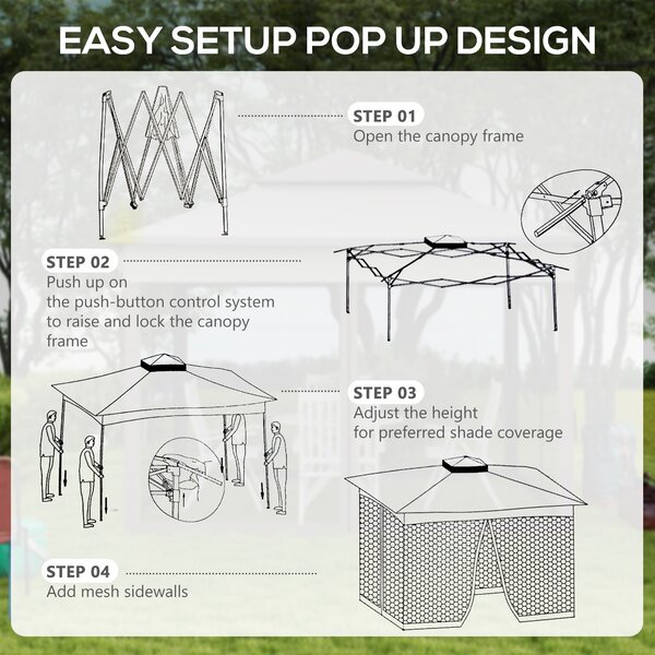 Outsunny 3 x 3m Pop Up Gazebo, Double-roof Garden Tent with Netting and Carry Bag, Party Event Shelter for Outdoor Patio, Khaki Aosom UK