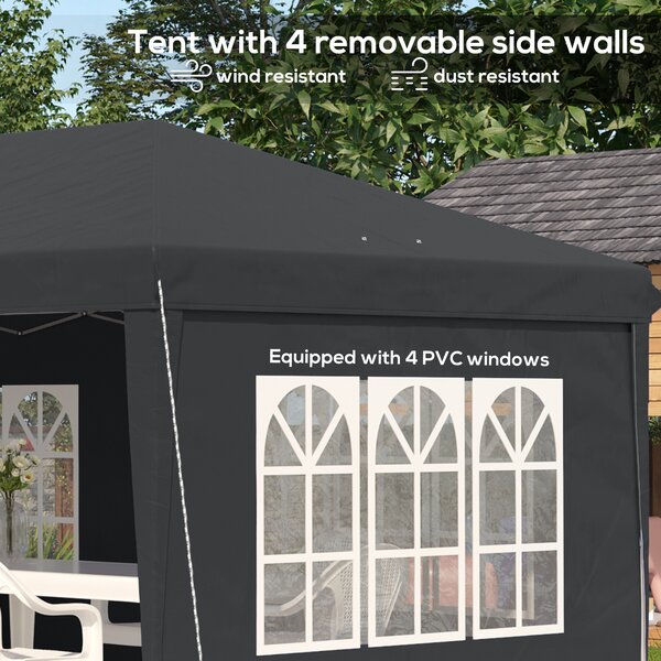 Outsunny 3 x 6m Gazebo Lightweight with Carry Bag, Height Adjustable Marquee Party Tent, Accessories Included, Black Aosom UK