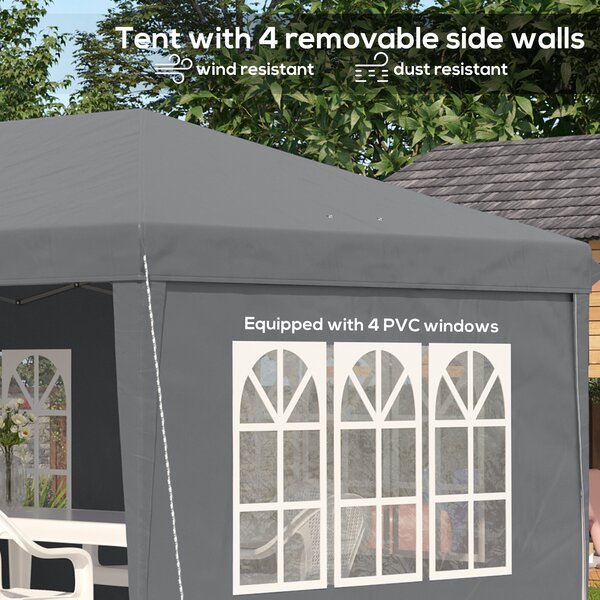 Outsunny 3 x 6m Heavy Duty Gazebo, Party Tent Garden Marquee with Removable Sidewalls and Carry Bag, Grey Aosom UK