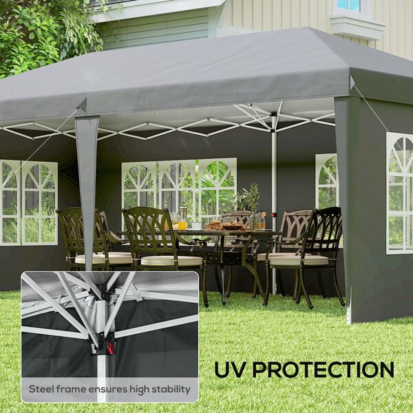 Outsunny 3 x 6m Heavy Duty Gazebo, Party Tent Garden Marquee with Removable Sidewalls and Carry Bag, Grey Aosom UK