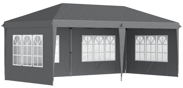 Outsunny 3 x 6m Heavy Duty Gazebo, Party Tent Garden Marquee with Removable Sidewalls and Carry Bag, Grey Aosom UK