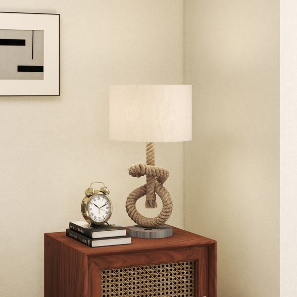 HOMCOM Nautical LED Desk Lamp: USB Port, Ambient Bedroom Light, Home Office Décor, Beige Aosom UK