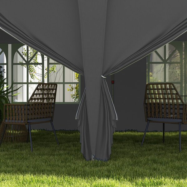Outsunny 3 x 6m Metal Frame Gazebo, Portable Pop Up Canopy Tent with Sidewalls, Windows & Storage Bag, Grey Aosom UK