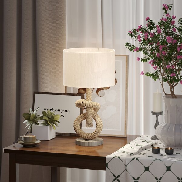 HOMCOM Nautical LED Desk Lamp: USB Port, Ambient Bedroom Light, Home Office Décor, Beige Aosom UK