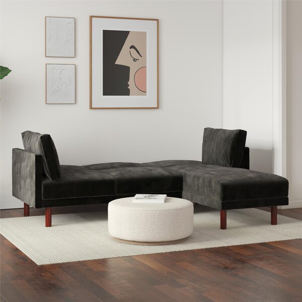 Clair Velvet Sprung Seat Corner Chaise Double Sofa Bed