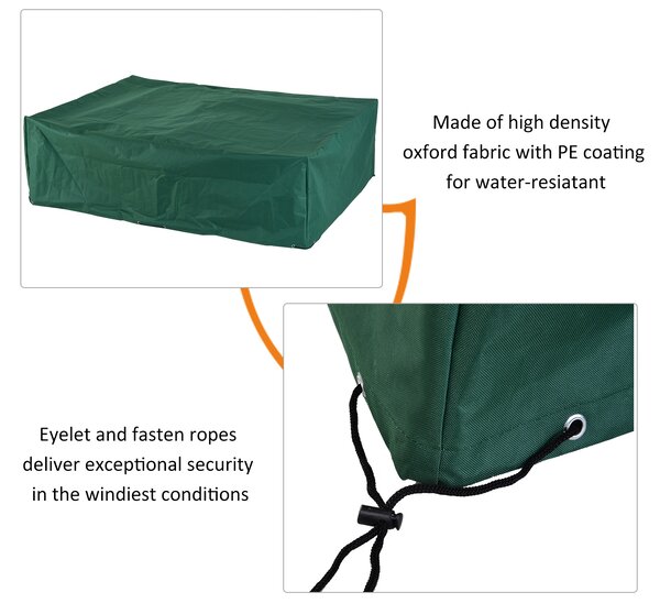 Outsunny Rattan Furniture Cover, UV and Rain Protective Outdoor Garden Rectangular Waterproof Shelter, 222x155x67cm, Green Aosom UK
