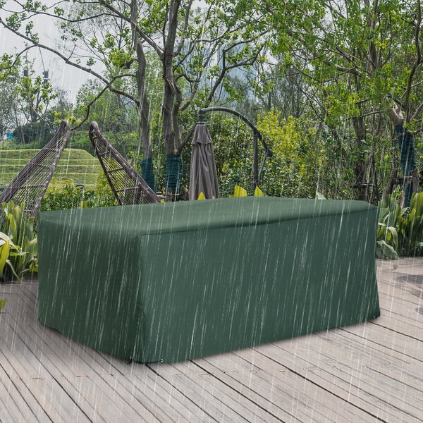 Outsunny Rattan Furniture Cover, UV and Rain Protective Outdoor Garden Rectangular Waterproof Shelter, 222x155x67cm, Green Aosom UK