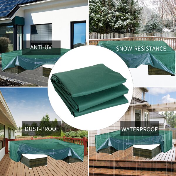 Outsunny Rattan Furniture Cover, UV and Rain Protective Outdoor Garden Rectangular Waterproof Shelter, 222x155x67cm, Green Aosom UK