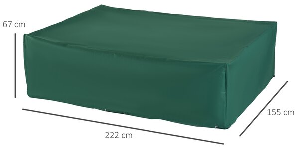 Outsunny Rattan Furniture Cover, UV and Rain Protective Outdoor Garden Rectangular Waterproof Shelter, 222x155x67cm, Green Aosom UK
