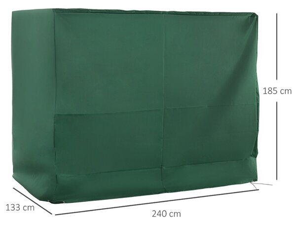 Outsunny Oxford Patio 3-seater Swing Chair Cover Outdoor Garden Furniture Rain Protection Protector Waterproof Anti-UV Green 240L x 133W x 185H cm