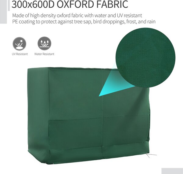 Outsunny Oxford Patio 3-seater Swing Chair Cover Outdoor Garden Furniture Rain Protection Protector Waterproof Anti-UV Green 240L x 133W x 185H cm