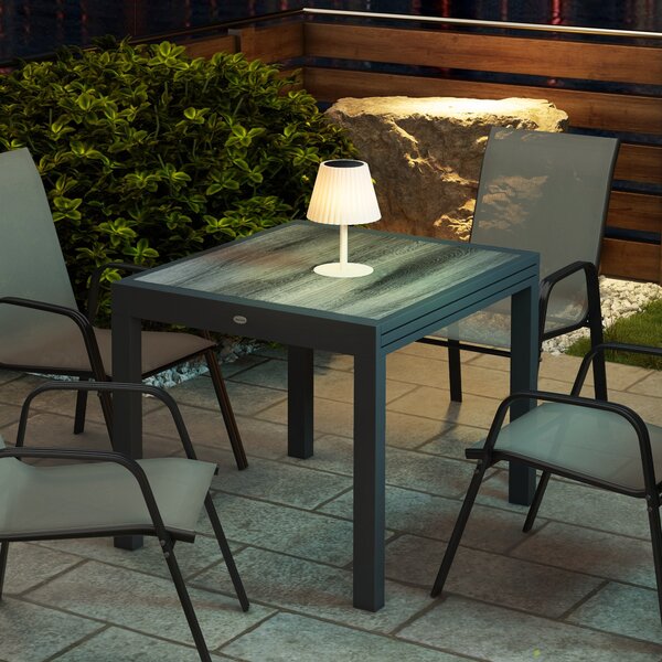 Outsunny Extending Garden Table, Outdoor Dining Table for 6, Aluminium Frame Patio Table w/ Plastic Board Tabletop,80/160L x 80W x 75H