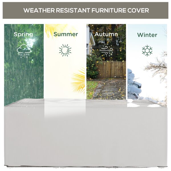 Outsunny 600D Oxford Patio Set Cover Outdoor Garden Rattan Furniture Protection Cover Protector Waterproof Anti-UV Grey 210L x 140W x 80Hcm Aosom UK