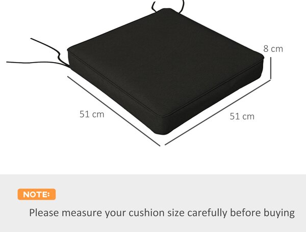 Outsunny Patio Chair Cushion Set, 4-Piece Seat Cushions with Ties, Replacement Pillows for Indoor Outdoor Use, Black Aosom UK