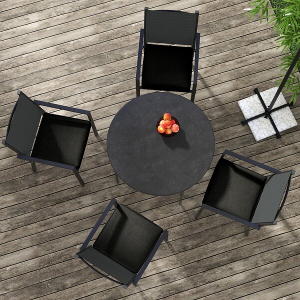 Outsunny Patio Chair Cushion Set, 4-Piece Seat Cushions with Ties, Replacement Pillows for Indoor Outdoor Use, Black Aosom UK