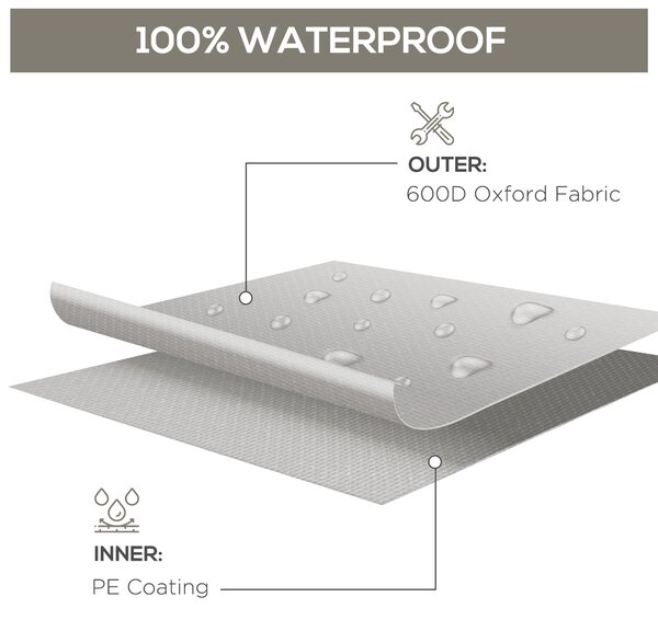 Outsunny 600D Oxford Patio Set Cover Outdoor Garden Rattan Furniture Protection Cover Protector Waterproof Anti-UV Grey 210L x 140W x 80Hcm Aosom UK