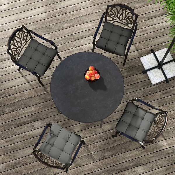 Outsunny Patio Chair Cushion Set: 4-Piece Tied Seat Pads for Indoor & Outdoor Seating, Charcoal Grey Comfort Aosom UK