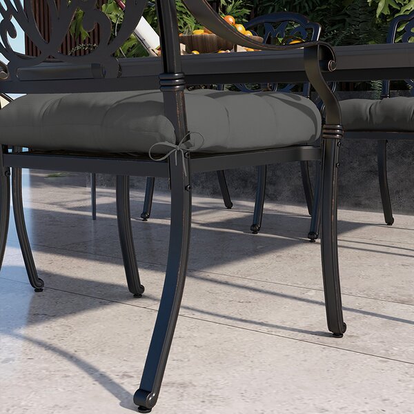 Outsunny Patio Chair Cushion Set: 4-Piece Tied Seat Pads for Indoor & Outdoor Seating, Charcoal Grey Comfort Aosom UK