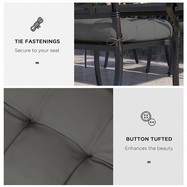 Outsunny Patio Chair Cushion Set: 4-Piece Tied Seat Pads for Indoor & Outdoor Seating, Charcoal Grey Comfort Aosom UK