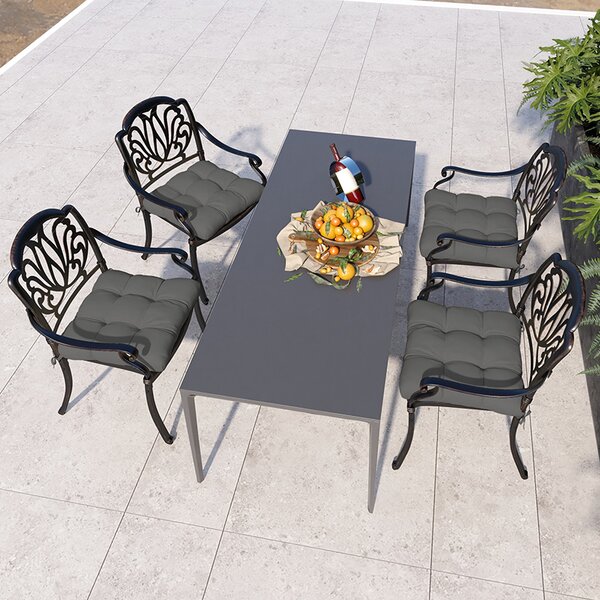 Outsunny Patio Chair Cushion Set: 4-Piece Tied Seat Pads for Indoor & Outdoor Seating, Charcoal Grey Comfort Aosom UK
