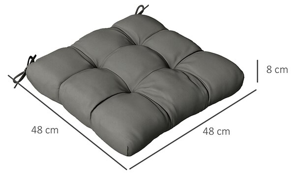 Outsunny Patio Chair Cushion Set: 4-Piece Tied Seat Pads for Indoor & Outdoor Seating, Charcoal Grey Comfort Aosom UK