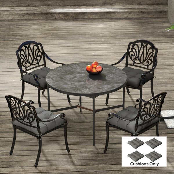 Outsunny Patio Chair Cushion Set: 4-Piece Tied Seat Pads for Indoor & Outdoor Seating, Charcoal Grey Comfort Aosom UK