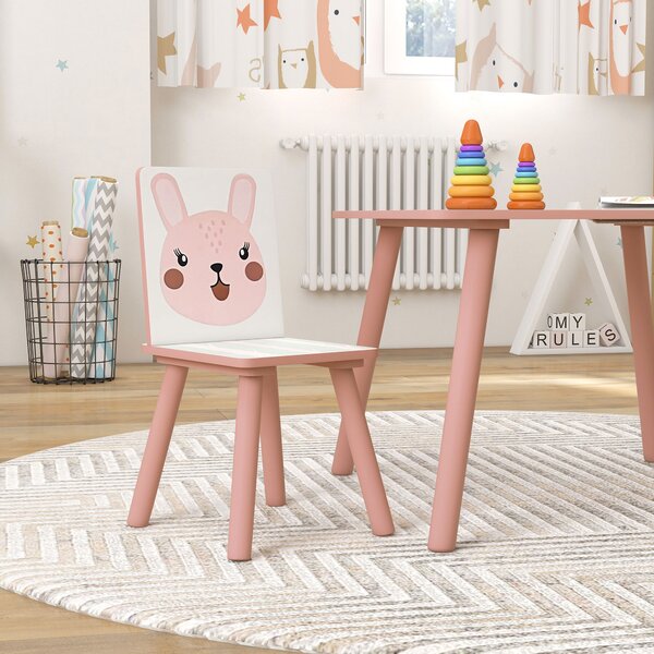 ZONEKIZ Toddler Desk and Chair Set, Kids Activity Table with Two Chairs, Furniture for Ages 3-6, Pink Aosom UK
