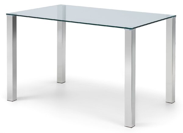 Enzo 4 Seater Rectangular Dining Table, Silver Glass