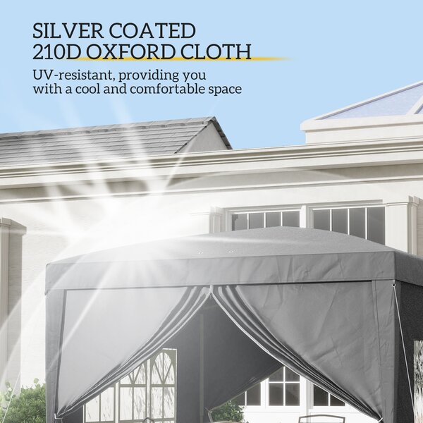 Outsunny 3 x 3m Waterproof Gazebo, Metal FrameTent Canopy with Carry Bag and 2 Windows for Outdoor Patio, Grey Aosom UK