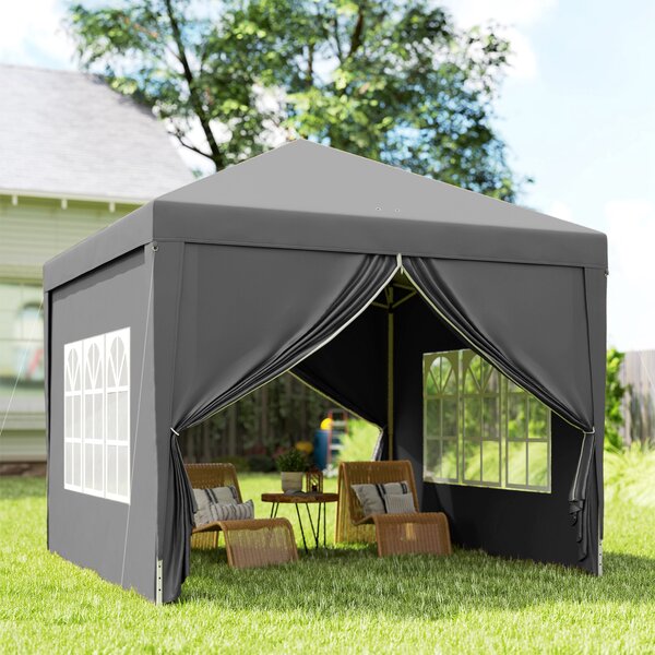 Outsunny 3 x 3m Waterproof Gazebo, Metal FrameTent Canopy with Carry Bag and 2 Windows for Outdoor Patio, Grey Aosom UK