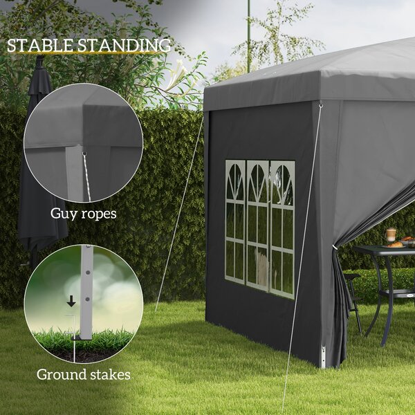 Outsunny 3 x 3m Waterproof Gazebo, Metal FrameTent Canopy with Carry Bag and 2 Windows for Outdoor Patio, Grey Aosom UK
