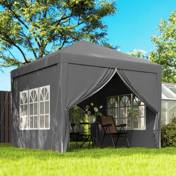 Outsunny 3 x 3m Waterproof Gazebo, Metal FrameTent Canopy with Carry Bag and 2 Windows for Outdoor Patio, Grey Aosom UK