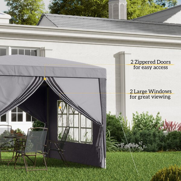 Outsunny 3 x 3m Waterproof Gazebo, Metal FrameTent Canopy with Carry Bag and 2 Windows for Outdoor Patio, Grey Aosom UK