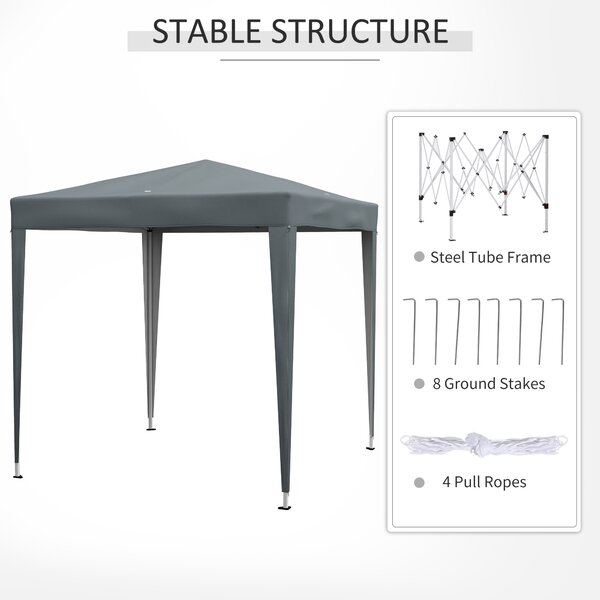 Outsunny 2 x 2m Pop Up Gazebo with Sides, Metal Frame Waterproof Marquee Party Tent Canopy with Free Carrying Case, Grey Aosom UK