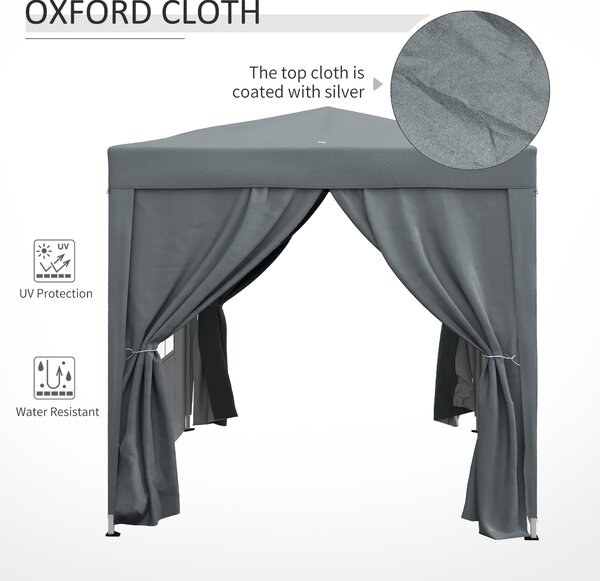 Outsunny 2 x 2m Pop Up Gazebo with Sides, Metal Frame Waterproof Marquee Party Tent Canopy with Free Carrying Case, Grey Aosom UK