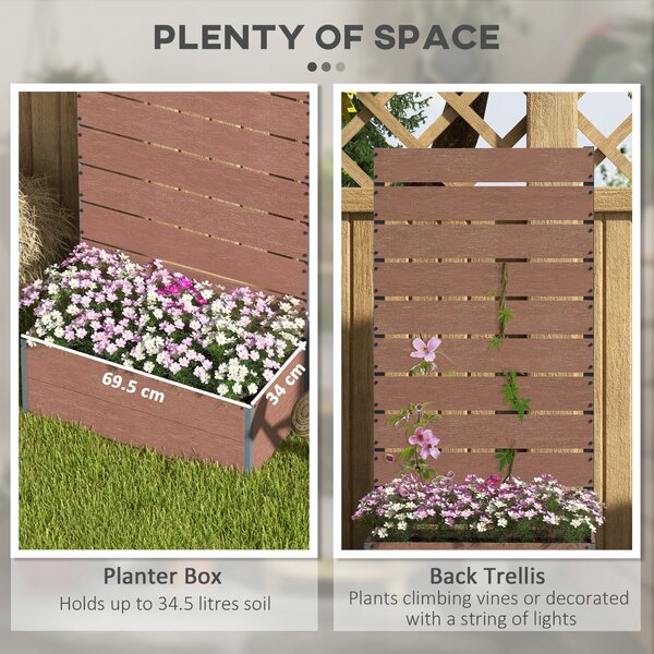 Outsunny 34 x 69.5cm Garden Planter Box, Back Trellis Design for Small Spaces, Balcony and Patio Gardening, Light Brown Aosom UK