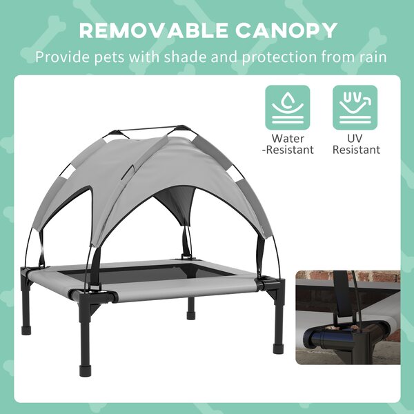 PawHut Elevated Cooling Pet Bed: Breathable Mesh Raised Cot for Small to Medium Dogs, Washable, Light Grey Aosom UK