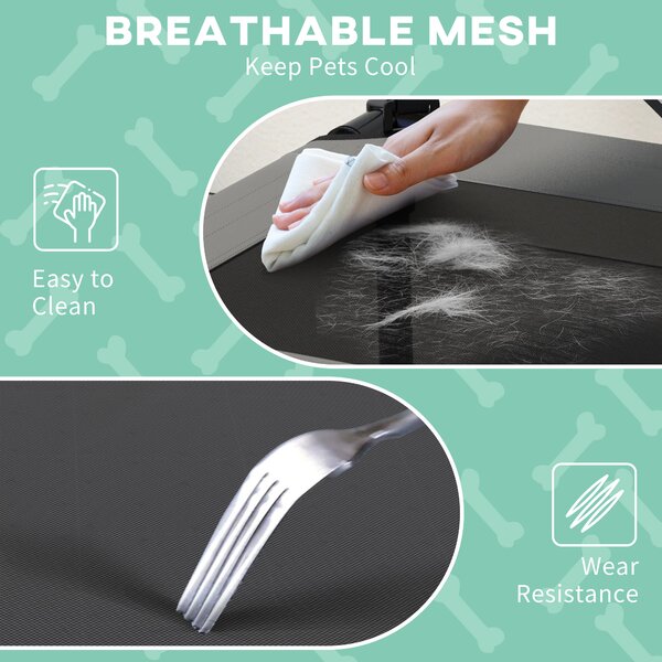 PawHut Raised Cooling Pet Bed, Breathable Mesh, Washable, for Mini & Small Dogs, 61 x 46 x 63 cm, Light Grey Aosom UK