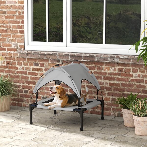PawHut Elevated Cooling Pet Bed: Breathable Mesh Raised Cot for Small to Medium Dogs, Washable, Light Grey Aosom UK