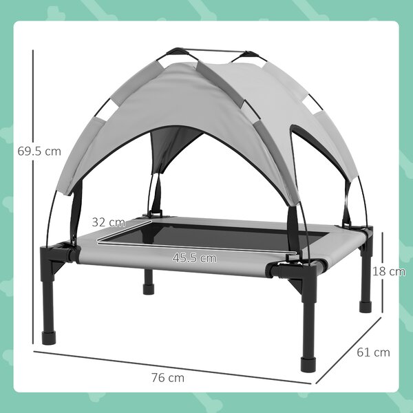 PawHut Elevated Cooling Pet Bed: Breathable Mesh Raised Cot for Small to Medium Dogs, Washable, Light Grey Aosom UK