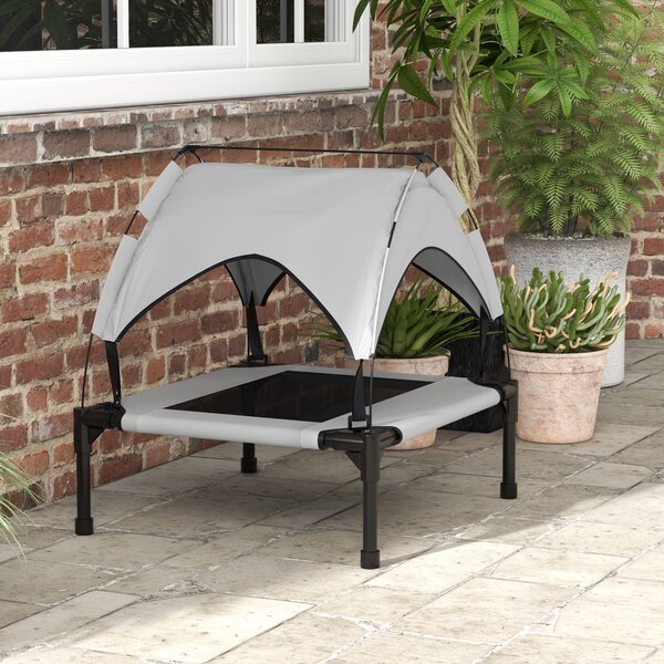 PawHut Elevated Cooling Pet Bed: Breathable Mesh Raised Cot for Small to Medium Dogs, Washable, Light Grey Aosom UK