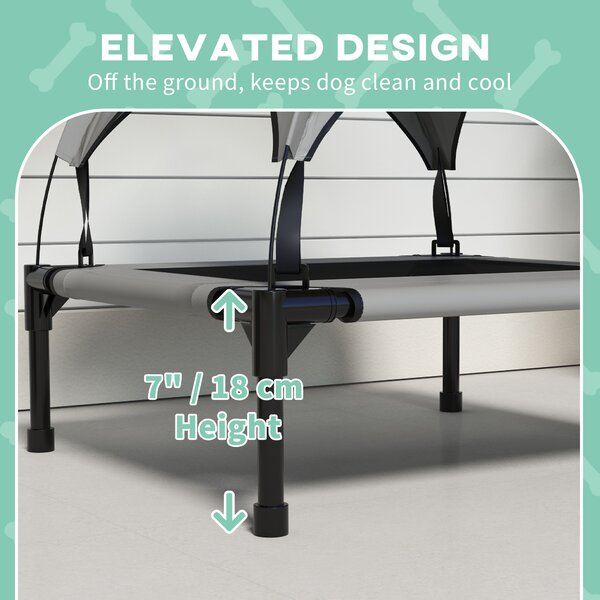 PawHut Elevated Cooling Pet Bed: Breathable Mesh Raised Cot for Small to Medium Dogs, Washable, Light Grey Aosom UK