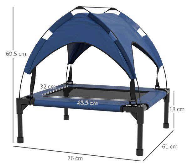 PawHut Raised Cooling Pet Bed, Breathable Mesh, Washable, for Small to Medium Dogs, 76 x 61 x 69.5cm, Dark Blue Aosom UK