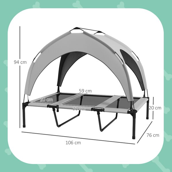 PawHut Cooling Raised Pet Bed, Large Dog Cot with Washable Breathable Mesh, Light Grey, 106 x 76 x 94 cm Aosom UK
