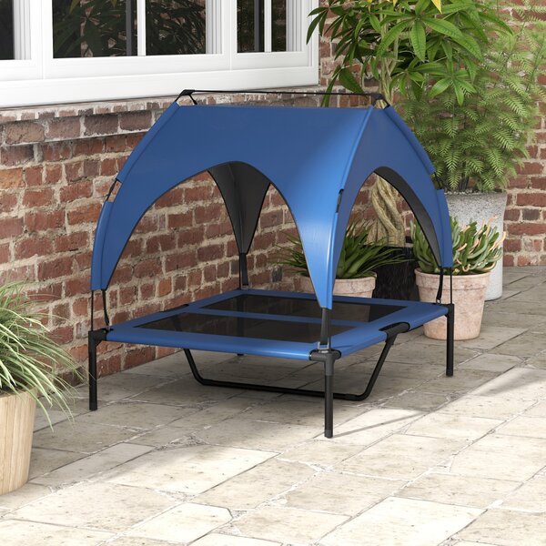 PawHut Cooling Pet Bed Raised with Washable Breathable Mesh for Medium, Large Dogs, 91 x 76 x 89 cm, Dark Blue Aosom UK