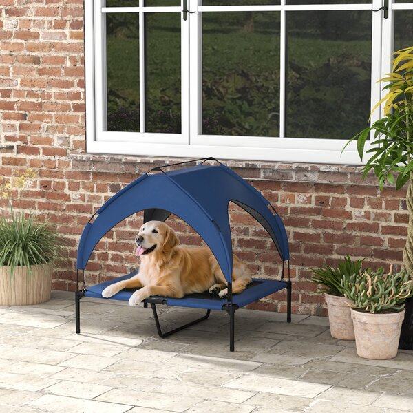 PawHut Cooling Pet Bed Raised with Washable Breathable Mesh for Medium, Large Dogs, 91 x 76 x 89 cm, Dark Blue Aosom UK